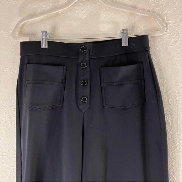 Halara High Waisted Button Multiple Pockets Straight Leg Casual Pants in Black. - Picture 3 of 9